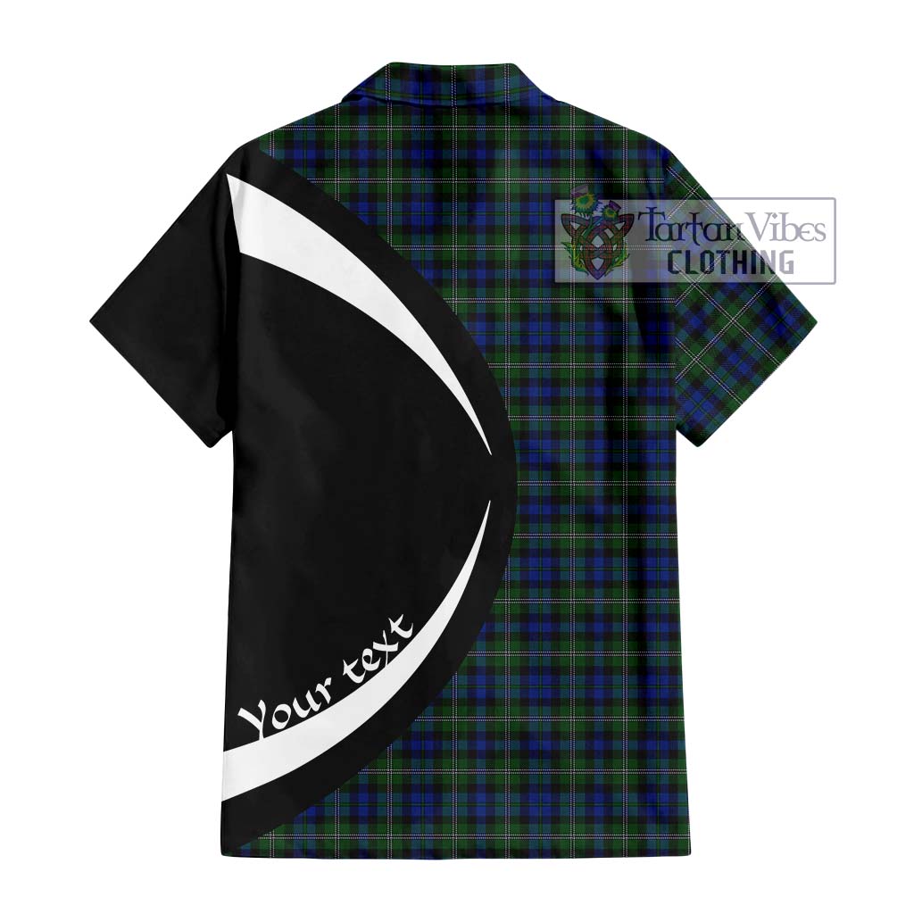 Stevenson Hunting Tartan Short Sleeve Button Up with Family Crest Circle Style - Tartan Vibes Clothing