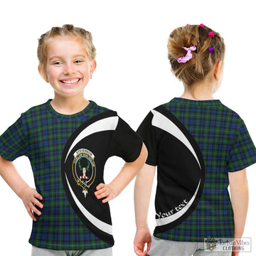 Stevenson Hunting Tartan Kid T-Shirt with Family Crest Circle Style - Tartan Vibes Clothing