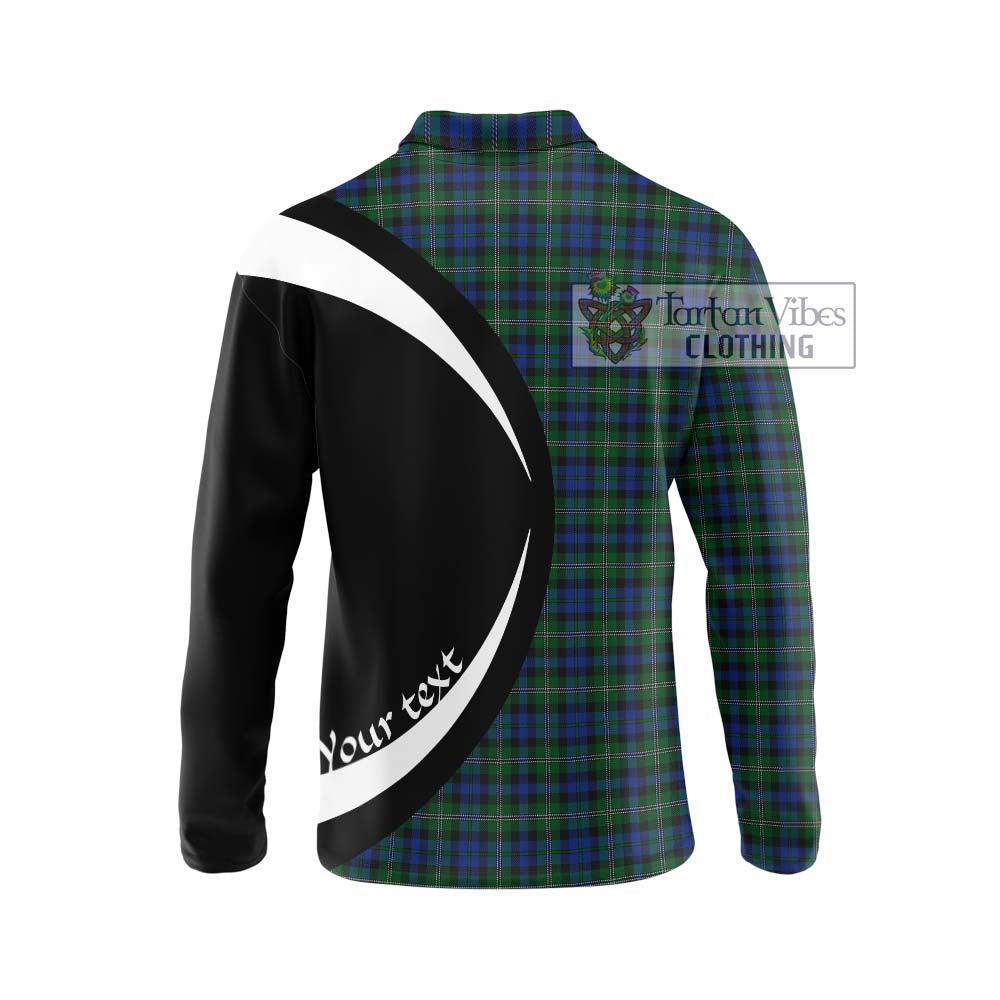 Stevenson Hunting Tartan Long Sleeve Polo Shirt with Family Crest Circle Style - Tartan Vibes Clothing