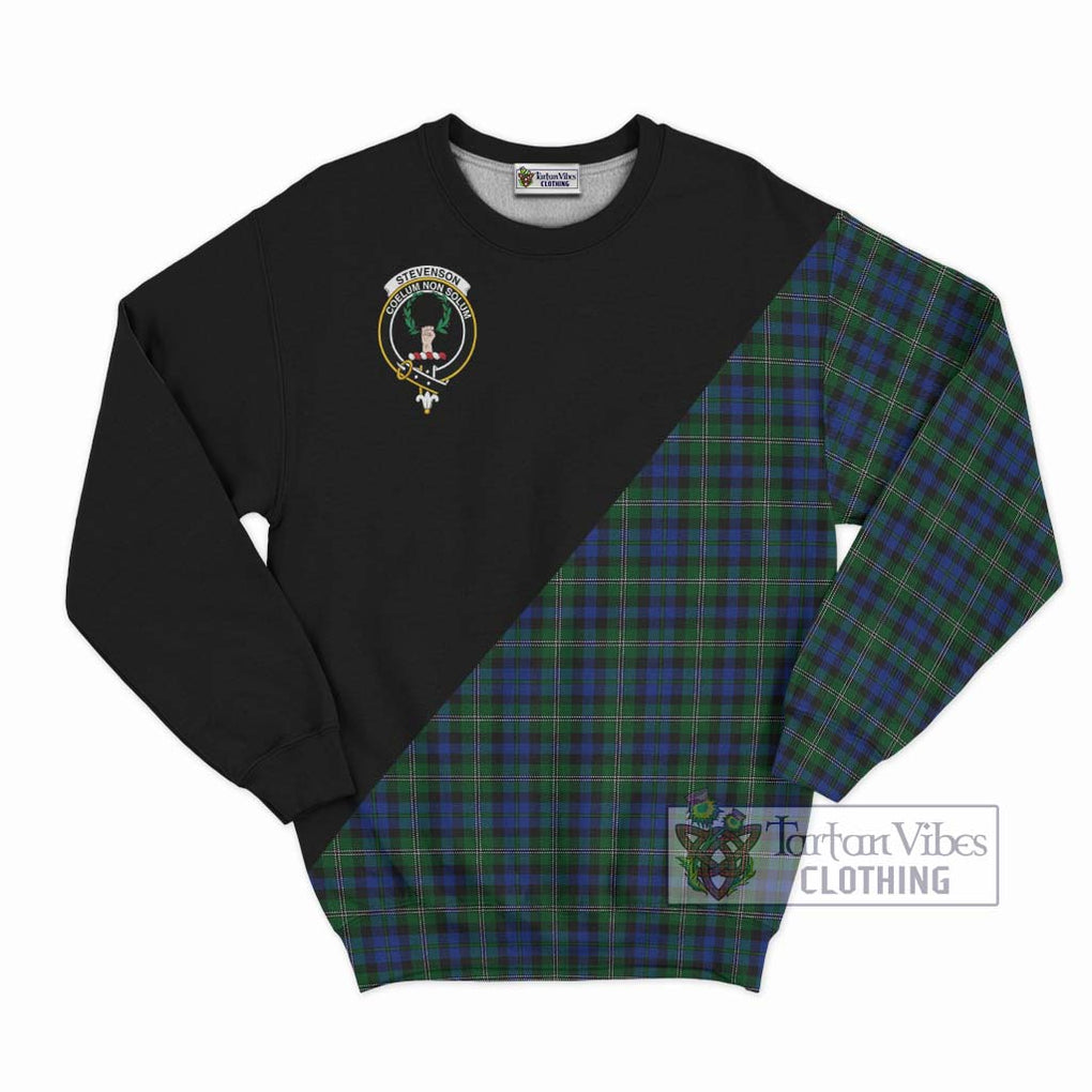 Stevenson Hunting Tartan Sweatshirt with Family Crest and Military Logo Style - Tartanvibesclothing Shop