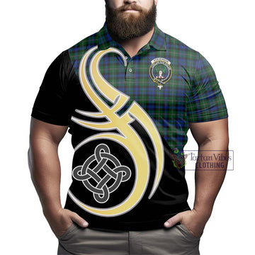 Stevenson Hunting Tartan Polo Shirt with Family Crest and Celtic Symbol Style - Tartan Vibes Clothing