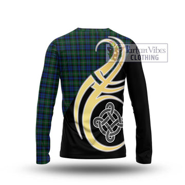 Stevenson Hunting Tartan Long Sleeve T-Shirt with Family Crest and Celtic Symbol Style - Tartan Vibes Clothing
