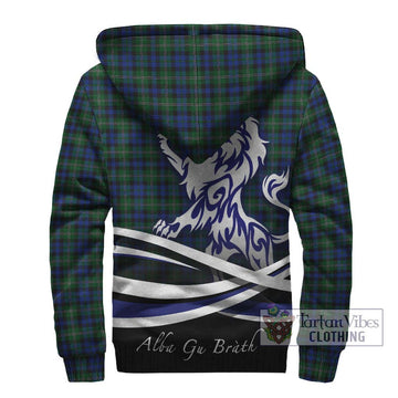 Stevenson Hunting Tartan Sherpa Hoodie with Alba Gu Brath Regal Lion Emblem - Tartanvibesclothing Shop