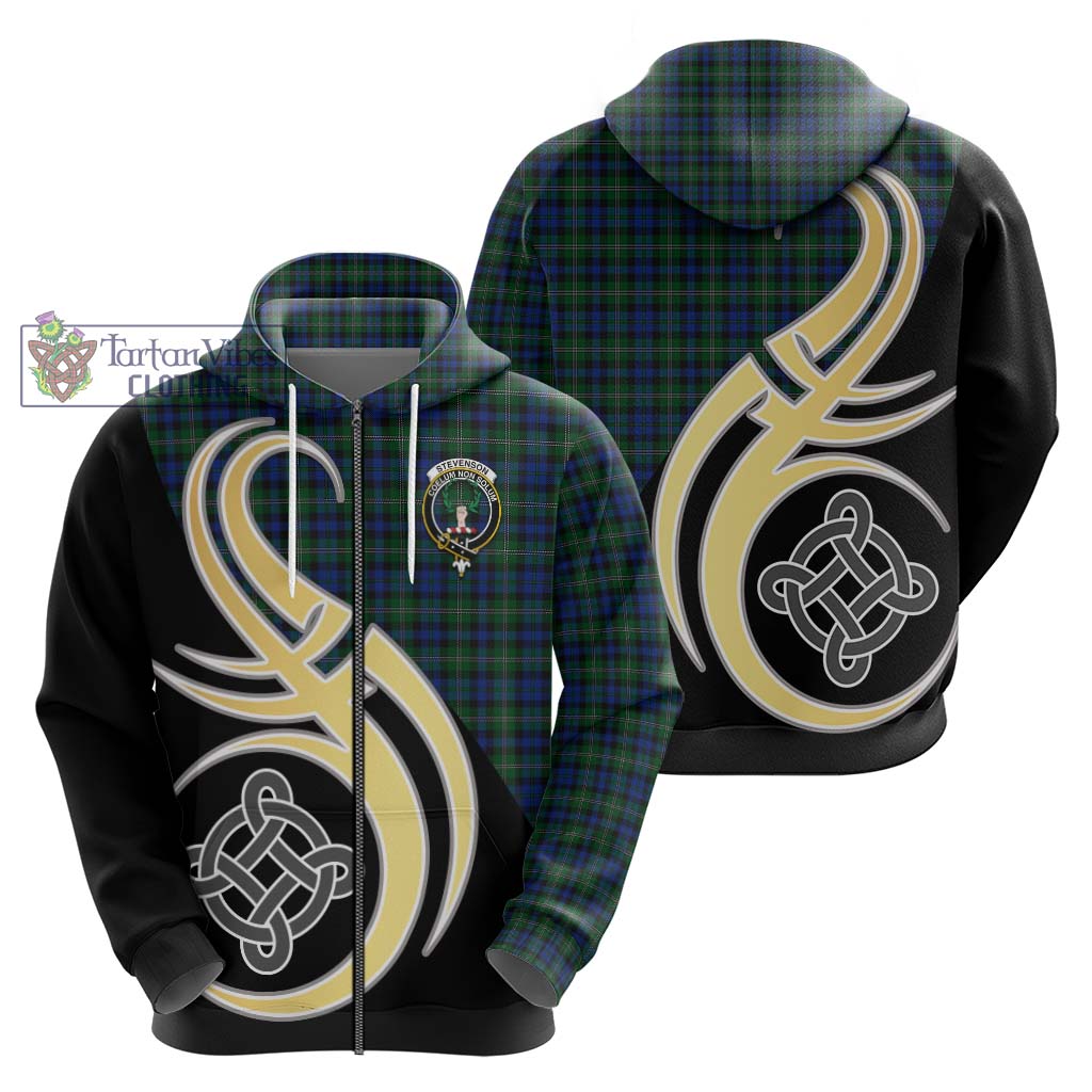 Stevenson Hunting Tartan Hoodie with Family Crest and Celtic Symbol Style - Tartan Vibes Clothing