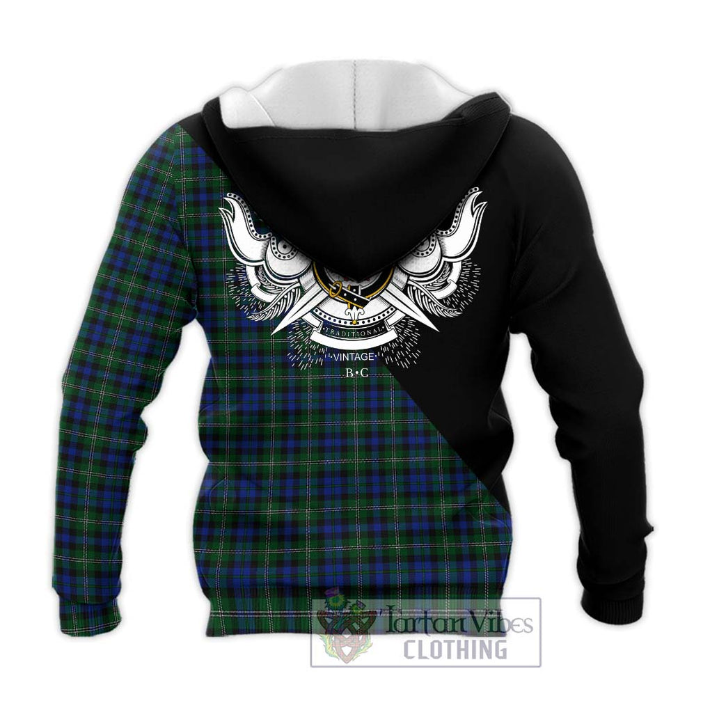 Stevenson Hunting Tartan Knitted Hoodie with Family Crest and Military Logo Style - Tartanvibesclothing Shop