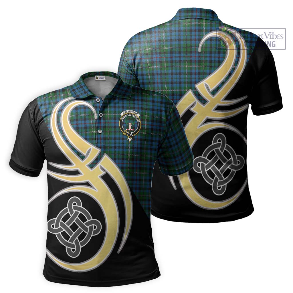 Stevenson Hunting Red Stripe Tartan Polo Shirt with Family Crest and Celtic Symbol Style Kid - Tartan Vibes Clothing