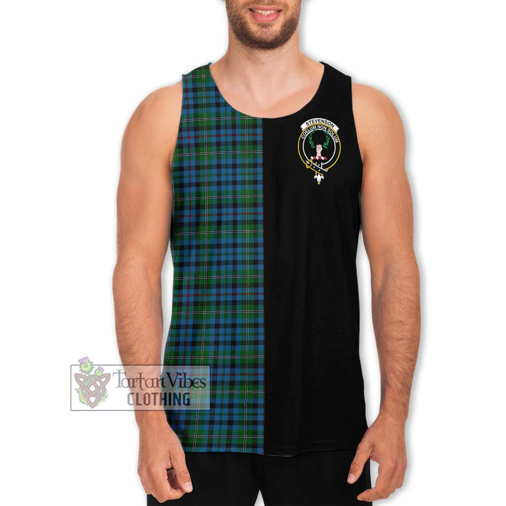 Stevenson Hunting Red Stripe Tartan Men's Tank Top with Family Crest and Half Of Me Style Men - Tartanvibesclothing Shop