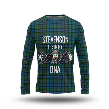 Stevenson Hunting Red Stripe Tartan Long Sleeve T-Shirt with Family Crest DNA In Me Style Unisex - Tartanvibesclothing Shop