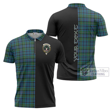 Stevenson Hunting Red Stripe Tartan Zipper Polo Shirt with Family Crest and Half Of Me Style Unisex - Tartanvibesclothing Shop