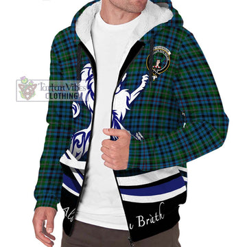 Stevenson Hunting Red Stripe Tartan Sherpa Hoodie with Alba Gu Brath Regal Lion Emblem Unisex S - Tartanvibesclothing Shop