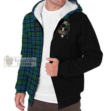 Stevenson Hunting Red Stripe Tartan Sherpa Hoodie with Family Crest and Half Of Me Style Unisex S - Tartanvibesclothing Shop