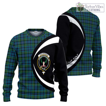 Stevenson Hunting Red Stripe Tartan Knitted Sweater with Family Crest Circle Style Unisex - Tartan Vibes Clothing