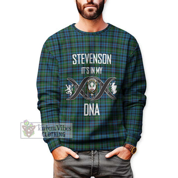 Stevenson Hunting Red Stripe Tartan Sweatshirt with Family Crest DNA In Me Style Unisex - Tartanvibesclothing Shop