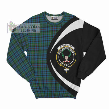 Stevenson Hunting Red Stripe Tartan Sweatshirt with Family Crest Circle Style Unisex - Tartan Vibes Clothing