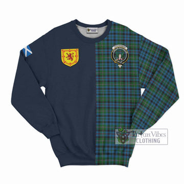 Tartan Vibes Clothing Stevenson Hunting Red Stripe Tartan Sweatshirt with Scottish Lion Royal Arm Half Style