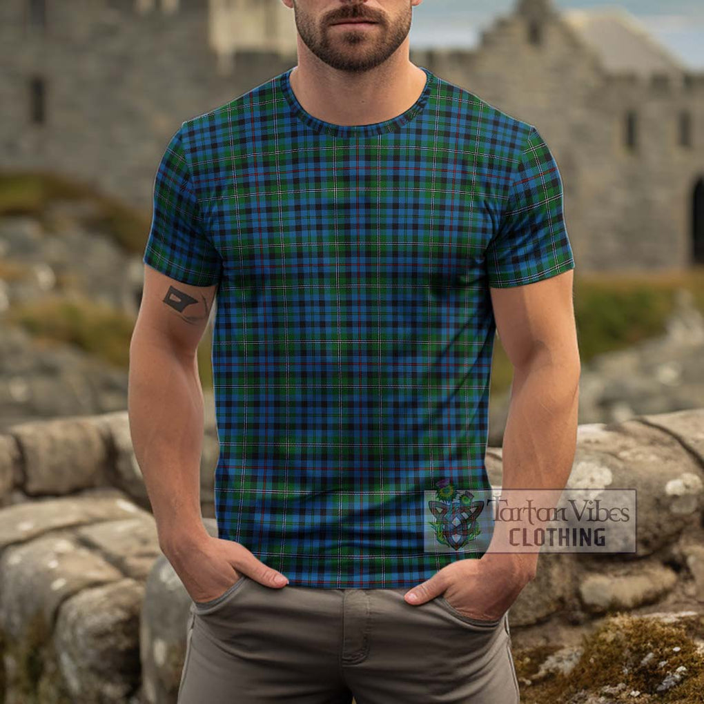 Stevenson Hunting Red Stripe Tartan Cotton T-Shirt Men's Shirt - Tartanvibesclothing Shop