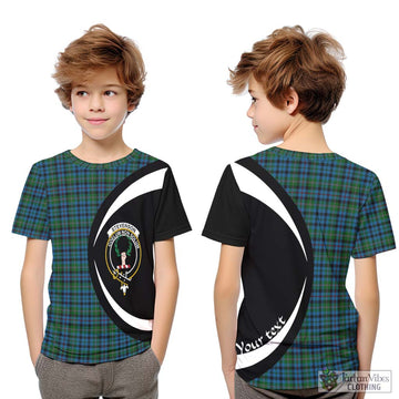 Stevenson Hunting Red Stripe Tartan Kid T-Shirt with Family Crest Circle Style Youth XL Size14 - Tartan Vibes Clothing