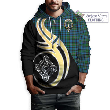 Stevenson Hunting Red Stripe Tartan Hoodie with Family Crest and Celtic Symbol Style Zip Hoodie - Tartan Vibes Clothing