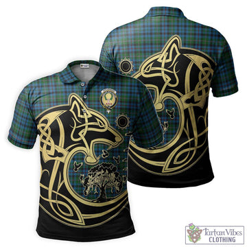 Stevenson Hunting Red Stripe Tartan Polo Shirt with Family Crest Celtic Wolf Style Kid - Tartanvibesclothing Shop