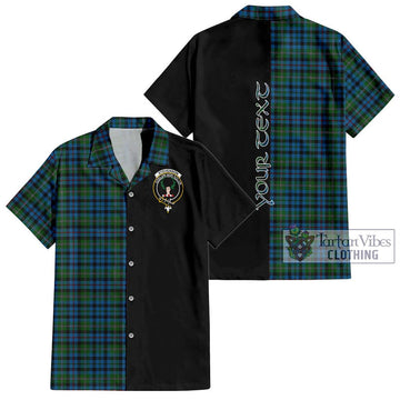 Stevenson Hunting Red Stripe Tartan Short Sleeve Button Shirt with Family Crest and Half Of Me Style Kid - Tartanvibesclothing Shop