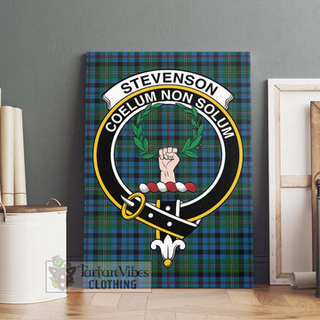 Stevenson Hunting Red Stripe Tartan Canvas Print Wall Art with Family Crest Without Frame - Tartan Vibes Clothing