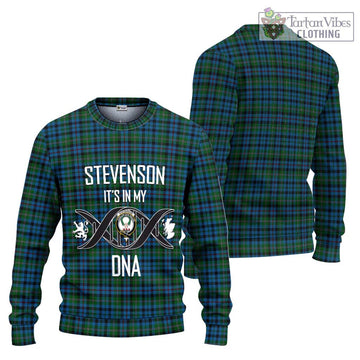 Stevenson Hunting Red Stripe Tartan Knitted Sweater with Family Crest DNA In Me Style Unisex - Tartanvibesclothing Shop