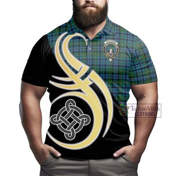 Stevenson Hunting Red Stripe Tartan Polo Shirt with Family Crest and Celtic Symbol Style - Tartan Vibes Clothing