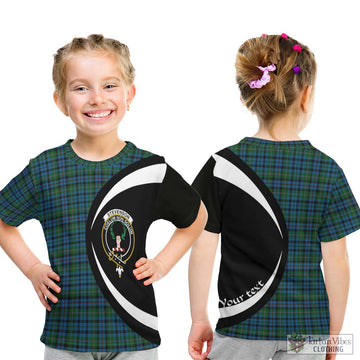 Stevenson Hunting Red Stripe Tartan Kid T-Shirt with Family Crest Circle Style - Tartan Vibes Clothing