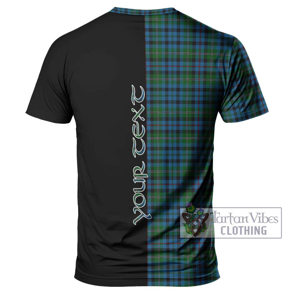 Stevenson Hunting Red Stripe Tartan T-Shirt with Family Crest and Half Of Me Style - Tartanvibesclothing Shop