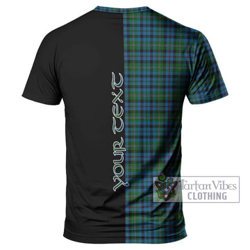 Stevenson Hunting Red Stripe Tartan T-Shirt with Family Crest and Half Of Me Style - Tartanvibesclothing Shop