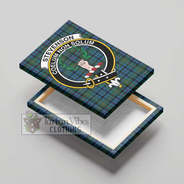 Stevenson Hunting Red Stripe Tartan Canvas Print Wall Art with Family Crest - Tartan Vibes Clothing