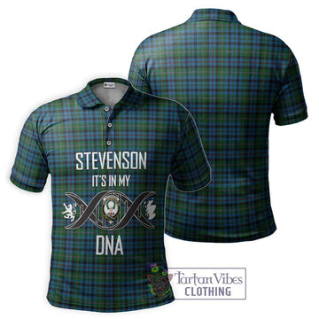 Stevenson Hunting Red Stripe Tartan Polo Shirt with Family Crest DNA In Me Style - Tartanvibesclothing Shop