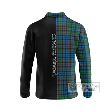 Stevenson Hunting Red Stripe Tartan Long Sleeve Polo Shirt with Family Crest and Half Of Me Style - Tartanvibesclothing Shop