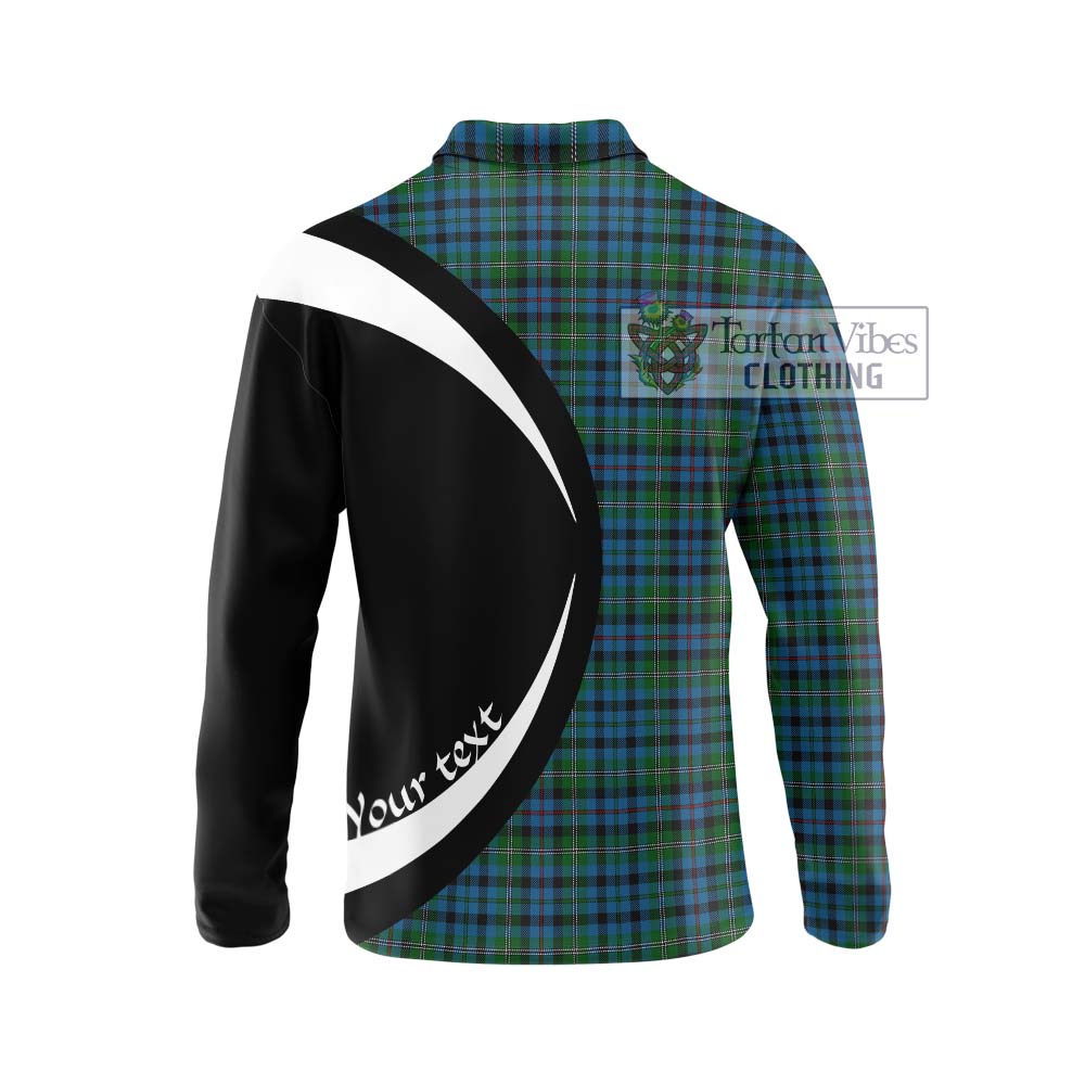 Stevenson Hunting Red Stripe Tartan Long Sleeve Polo Shirt with Family Crest Circle Style - Tartan Vibes Clothing