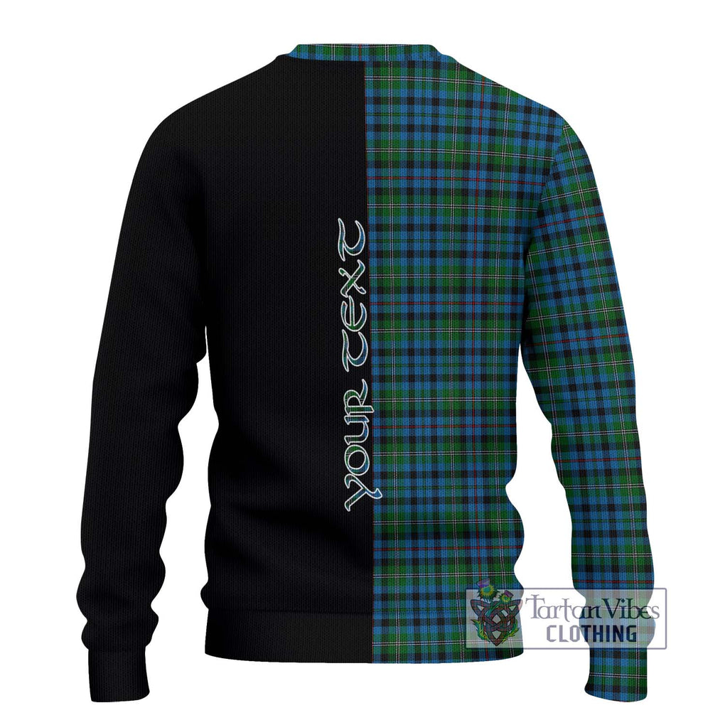 Stevenson Hunting Red Stripe Tartan Knitted Sweater with Family Crest and Half Of Me Style - Tartanvibesclothing Shop
