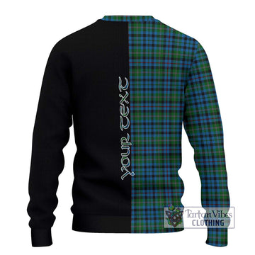 Stevenson Hunting Red Stripe Tartan Knitted Sweater with Family Crest and Half Of Me Style - Tartanvibesclothing Shop
