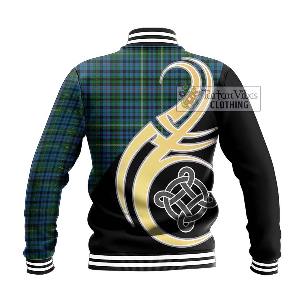 Stevenson Hunting Red Stripe Tartan Baseball Jacket with Family Crest and Celtic Symbol Style - Tartan Vibes Clothing