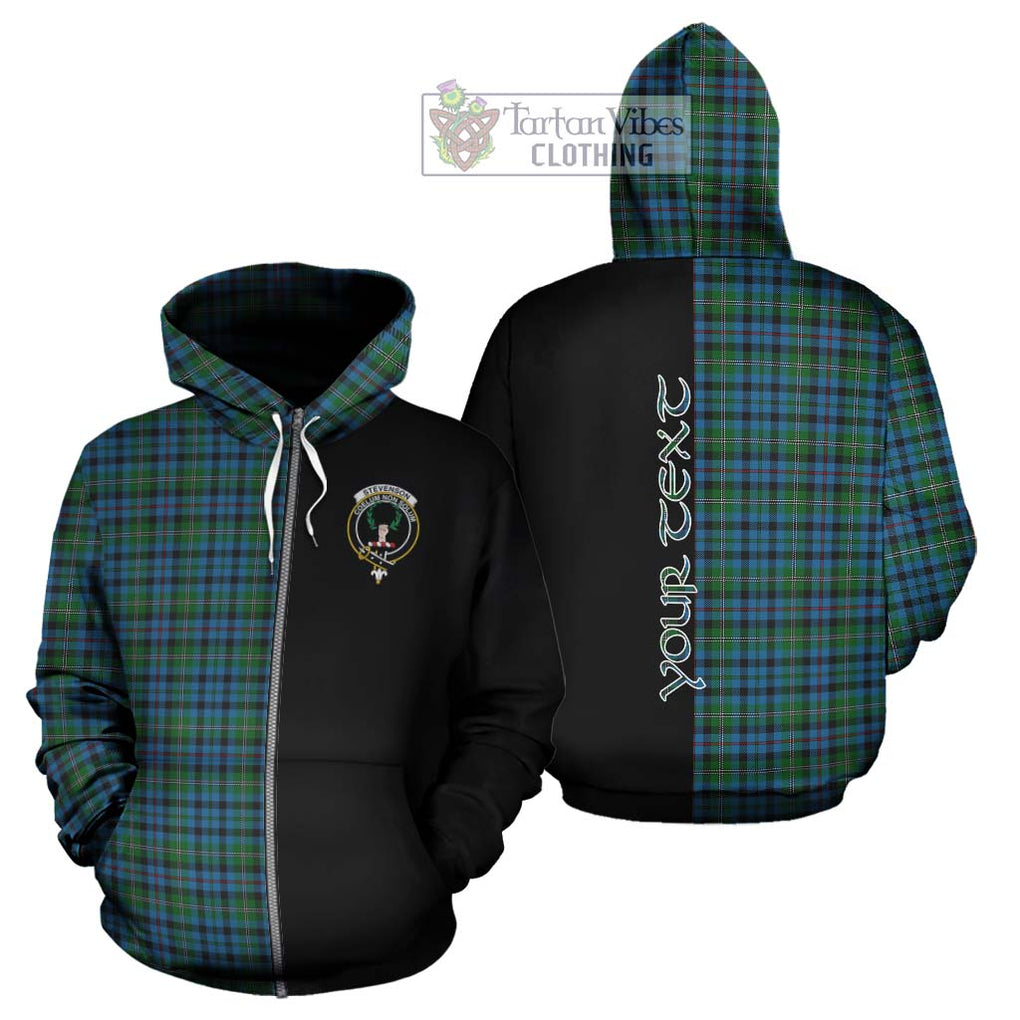 Stevenson Hunting Red Stripe Tartan Hoodie with Family Crest and Half Of Me Style - Tartanvibesclothing Shop