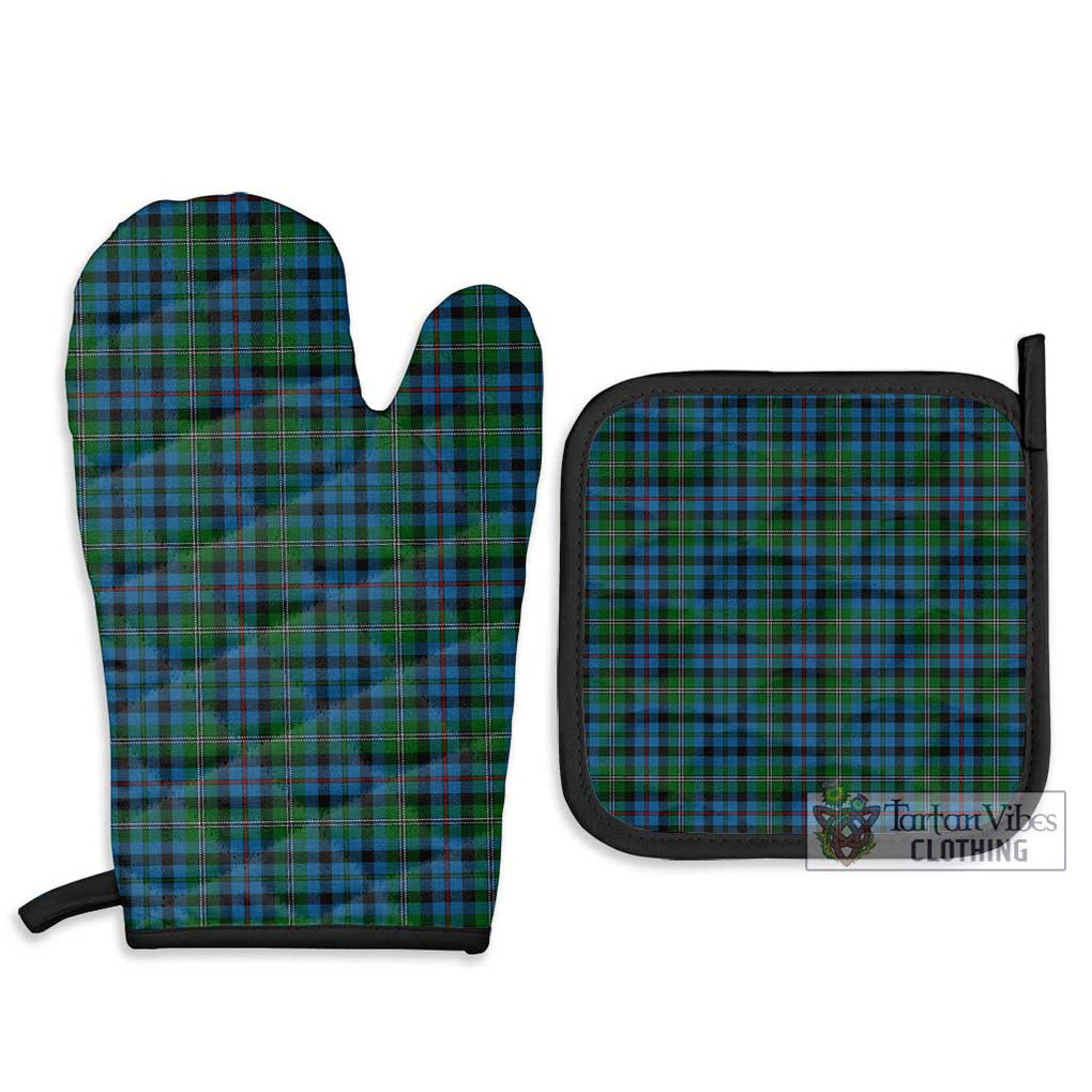 Stevenson Hunting Red Stripe Tartan Combo Oven Mitt & Pot-Holder Combo 1 Oven Mitt & 2 Pot-Holder Black - Tartan Vibes Clothing