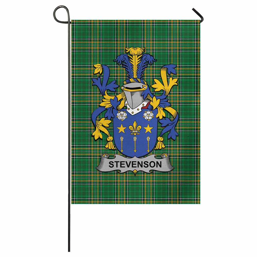 Stevenson Irish Clan Tartan Flag with Coat of Arms
