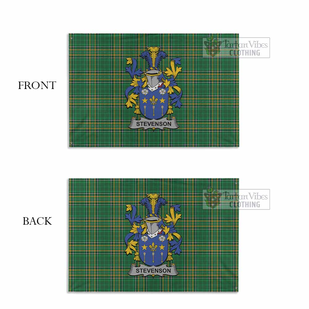 Tartan Vibes Clothing Stevenson Irish Clan Tartan House Flag with Coat of Arms
