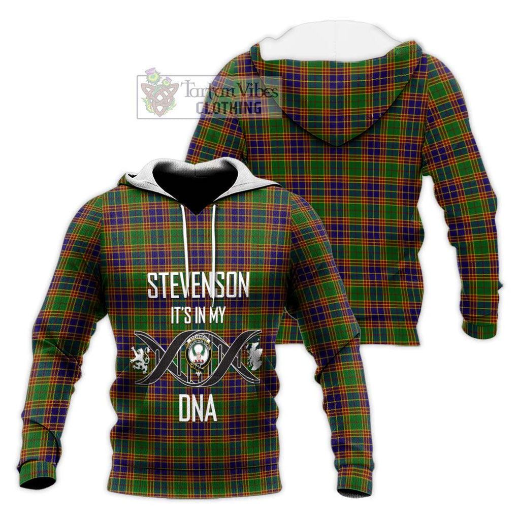 Stevenson Old Tartan Knitted Hoodie with Family Crest DNA In Me Style Unisex Knitted Pullover Hoodie - Tartanvibesclothing Shop
