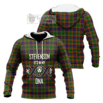 Stevenson Old Tartan Knitted Hoodie with Family Crest DNA In Me Style Unisex Knitted Pullover Hoodie - Tartanvibesclothing Shop