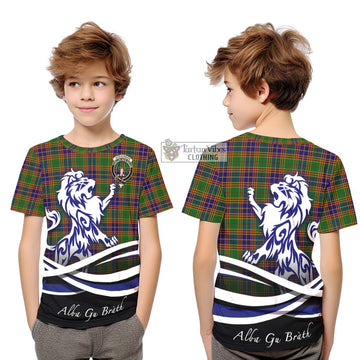 Stevenson Old Tartan Kid T-Shirt with Alba Gu Brath Regal Lion Emblem Youth XL Size14 - Tartanvibesclothing Shop