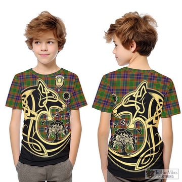 Stevenson Old Tartan Kid T-Shirt with Family Crest Celtic Wolf Style Youth XL Size14 - Tartan Vibes Clothing