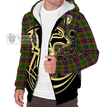 Stevenson Old Tartan Sherpa Hoodie with Family Crest Celtic Wolf Style Unisex S - Tartan Vibes Clothing