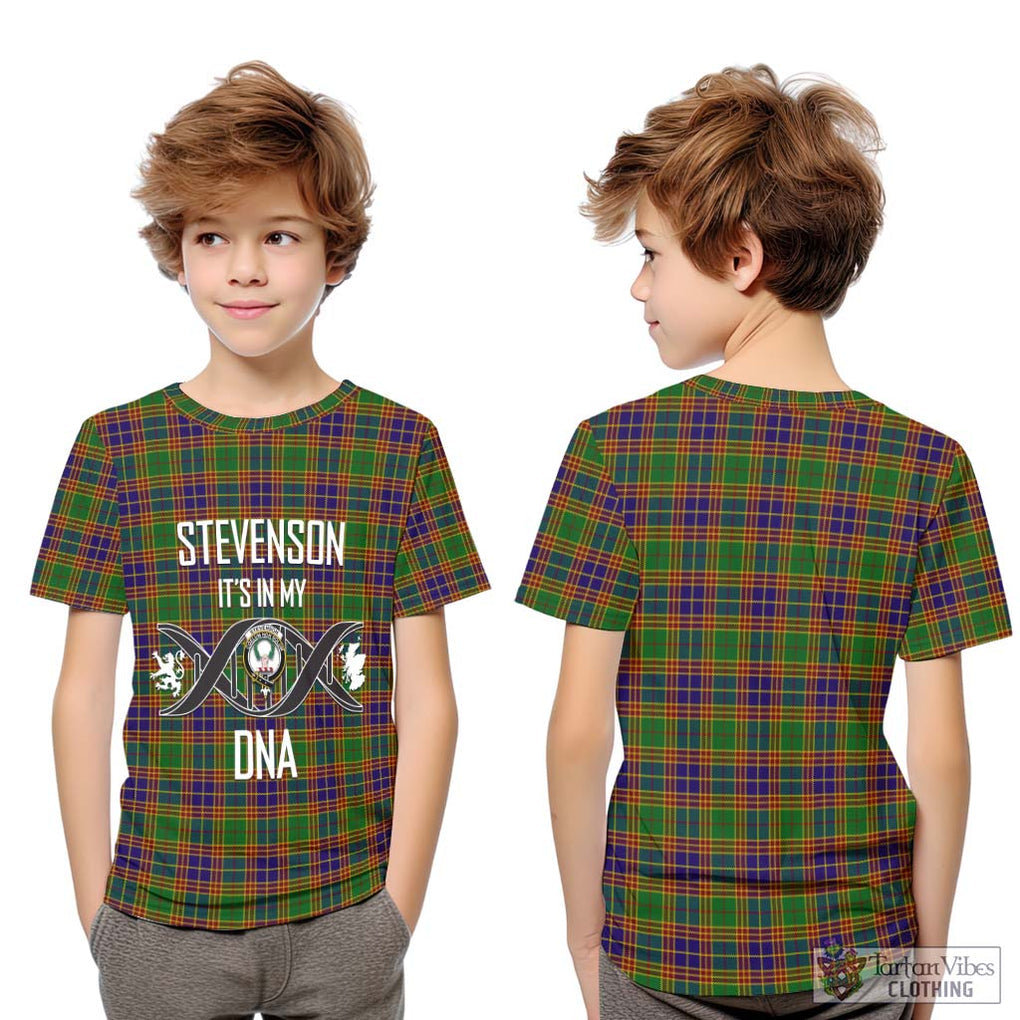 Stevenson Old Tartan Kid T-Shirt with Family Crest DNA In Me Style Youth XL Size14 - Tartanvibesclothing Shop