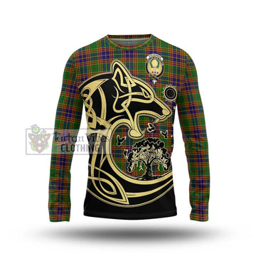 Stevenson Old Tartan Long Sleeve T-Shirt with Family Crest Celtic Wolf Style Unisex - Tartan Vibes Clothing