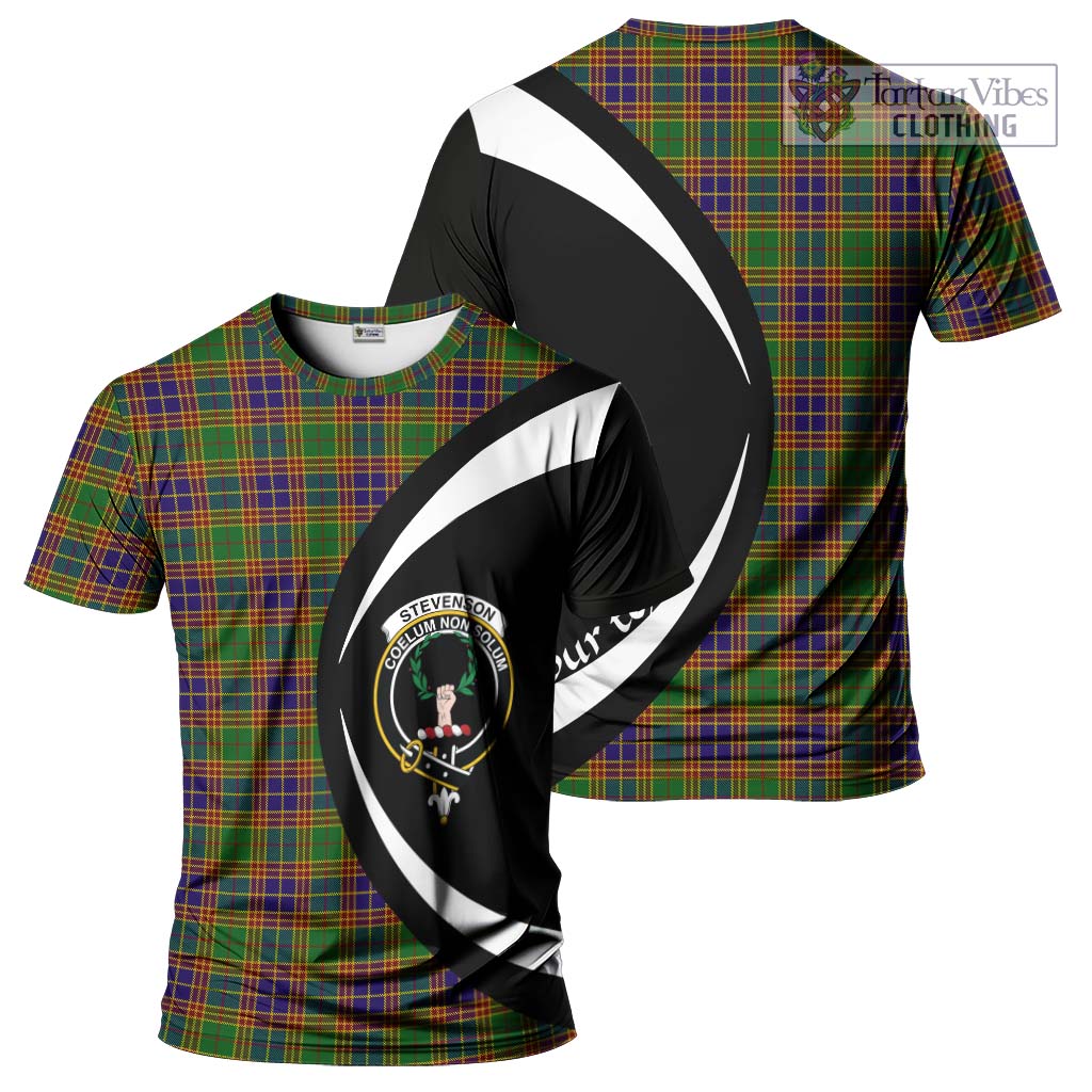 Tartan Vibes Clothing Stevenson Old Tartan T-Shirt with Family Crest Circle Style