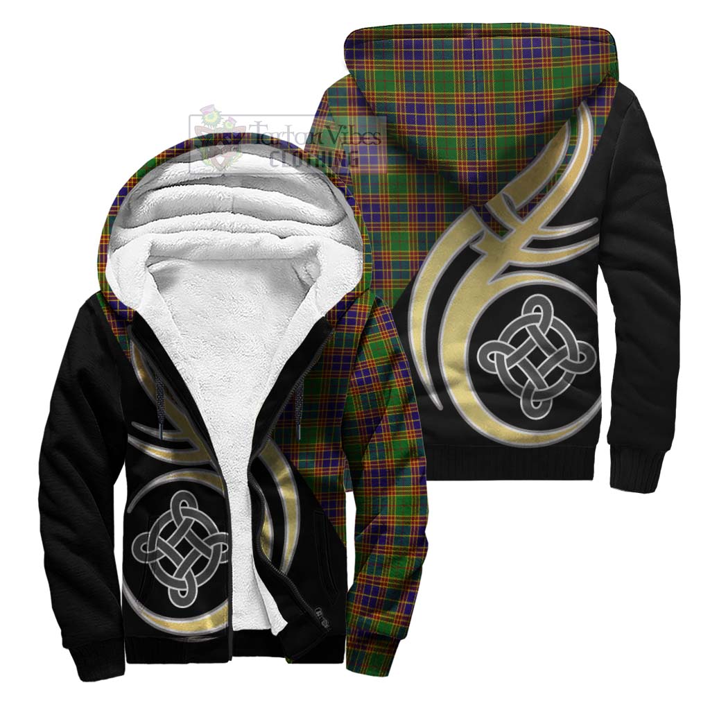 Stevenson Old Tartan Sherpa Hoodie with Family Crest and Celtic Symbol Style Unisex S - Tartan Vibes Clothing